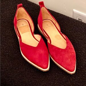 Red Flats with Pointed Toe and d'Orsay Cut {never worn}